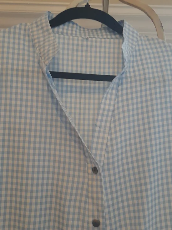 Blue Gingham Button-Front Mini Dress - Picture 4 of 7